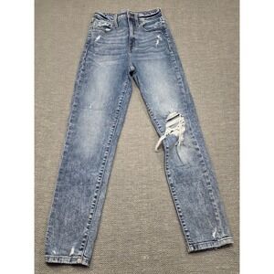 Willow & Root Mom Fit Distressed High Rise Jeans Medium Wash Blue Size 23 WR136A